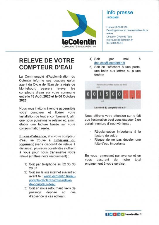 Relev compteur d'eau